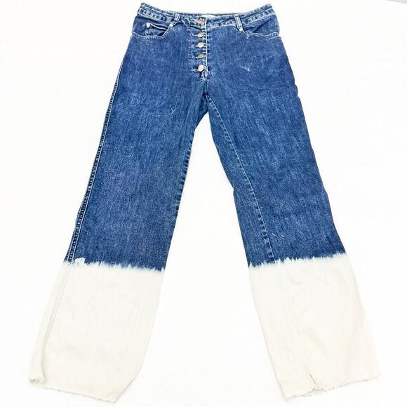Miaou Button Fly Dipped Die Bleached Ankle Denim Jeans Size 28 - Picture 2 of 10